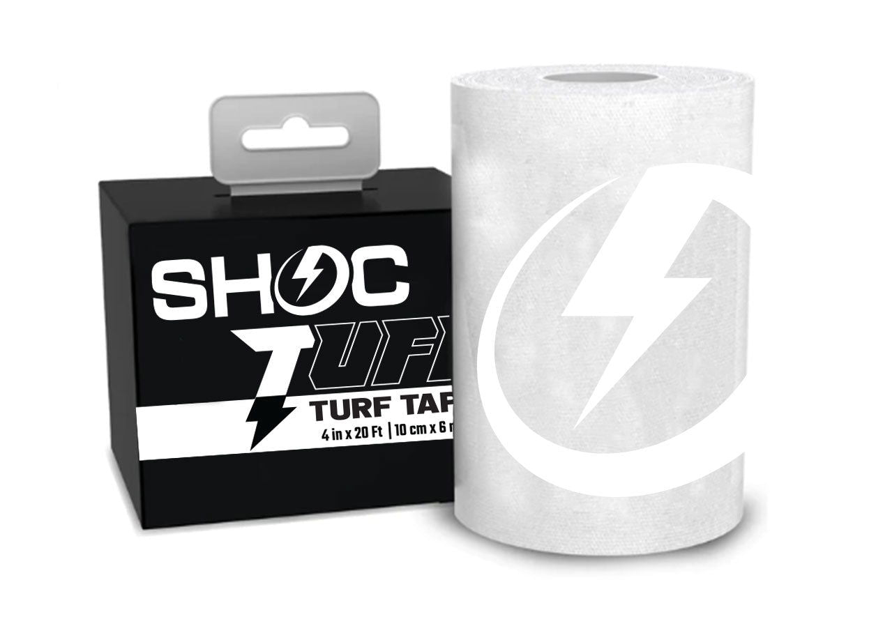 TUFF Turf Tape- Extra Wide Athletic Tape - SHOC - White Turf Tape Soccer and Football players will love.