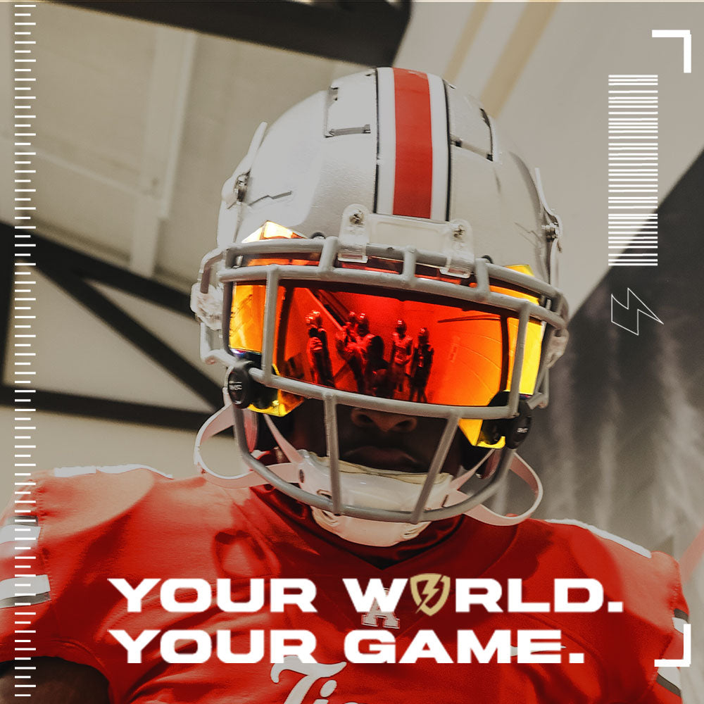 SHOC iridium Football Visor on a Schutt F7 helet