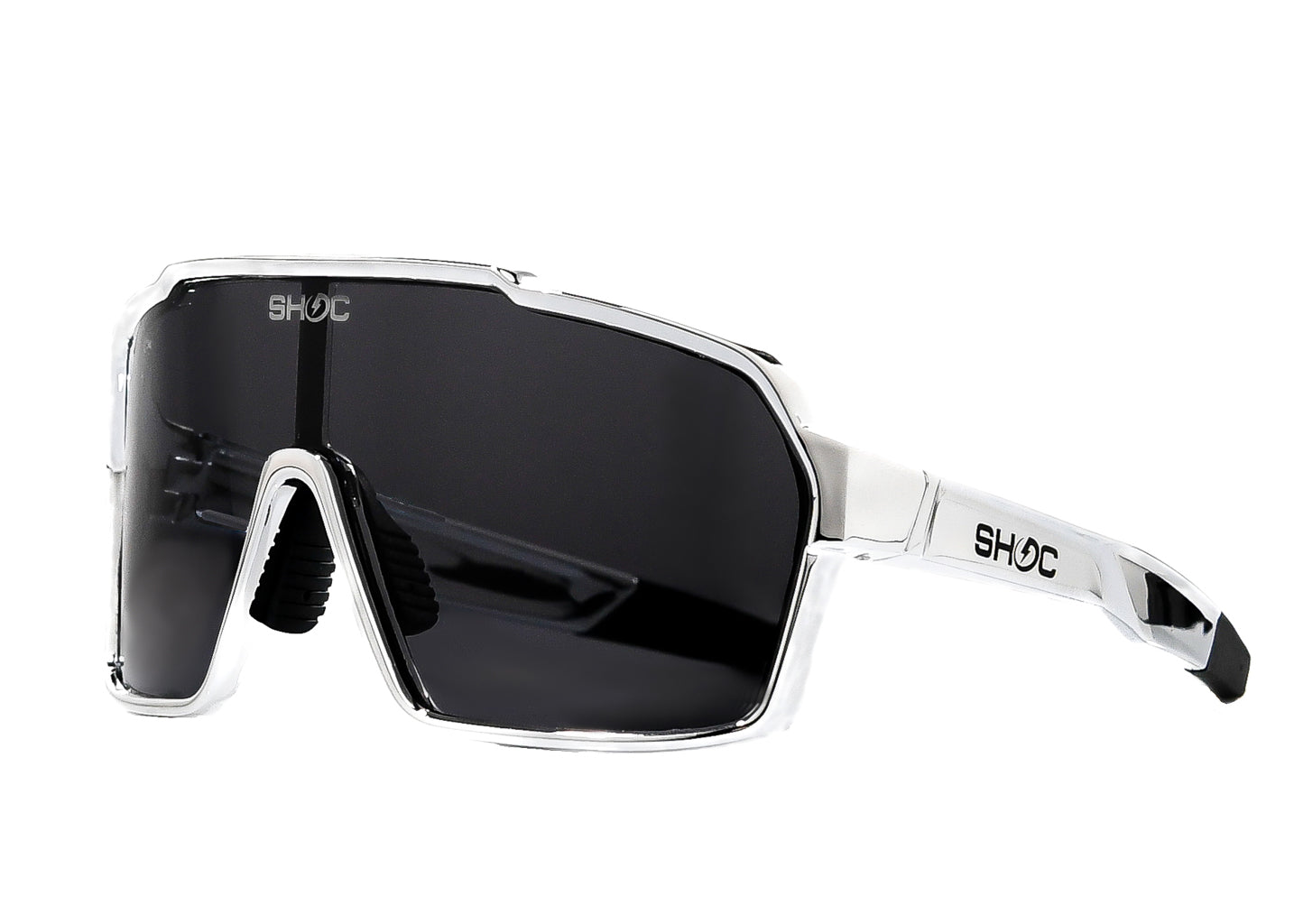 SHOC Waves Sunglasses! The best silver wraparound sunglasses made by the indie sports brand, SHOC.