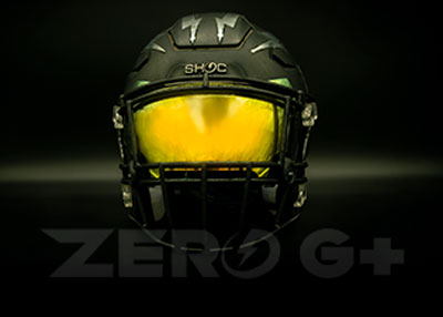 Zero G Plus in gold. A SHOC football visor