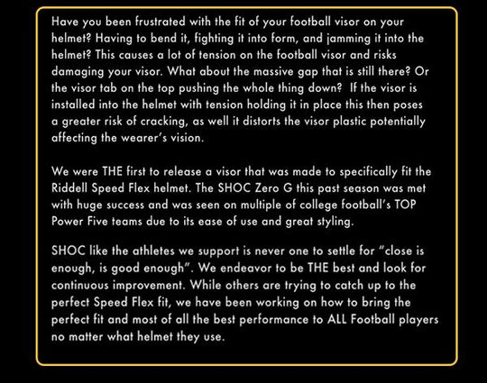 SHOC Zero G Plus | Football Visor